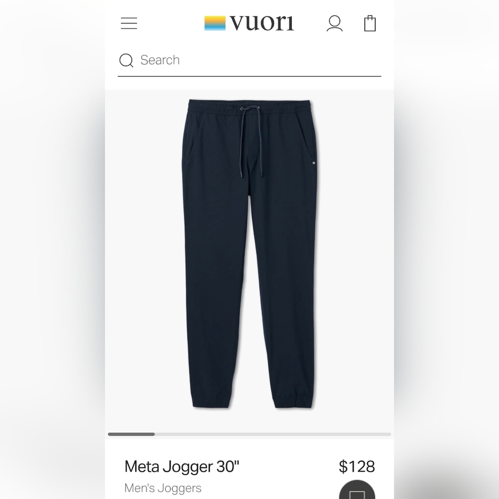 NWT Men's Vuori "Meta Jogger". Color Ink. Elastic Waist Large with a 30" Inseam. - Picture 13 of 16